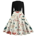 thumbnail image 4 of Christmas Dresses for Women Women's Christmas Printed Long Sleeve Round Neck Plus Size Evening Prom Dresses for Formal Christmas Party,Complexion,3XL, 4 of 5