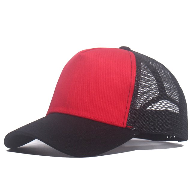 1 piece Custom Logo Mesh Baseball Cap Men Summer Sunscreen Sun Visor Hat Text Design Women Adjustable Blank Trucker Caps black red Adult