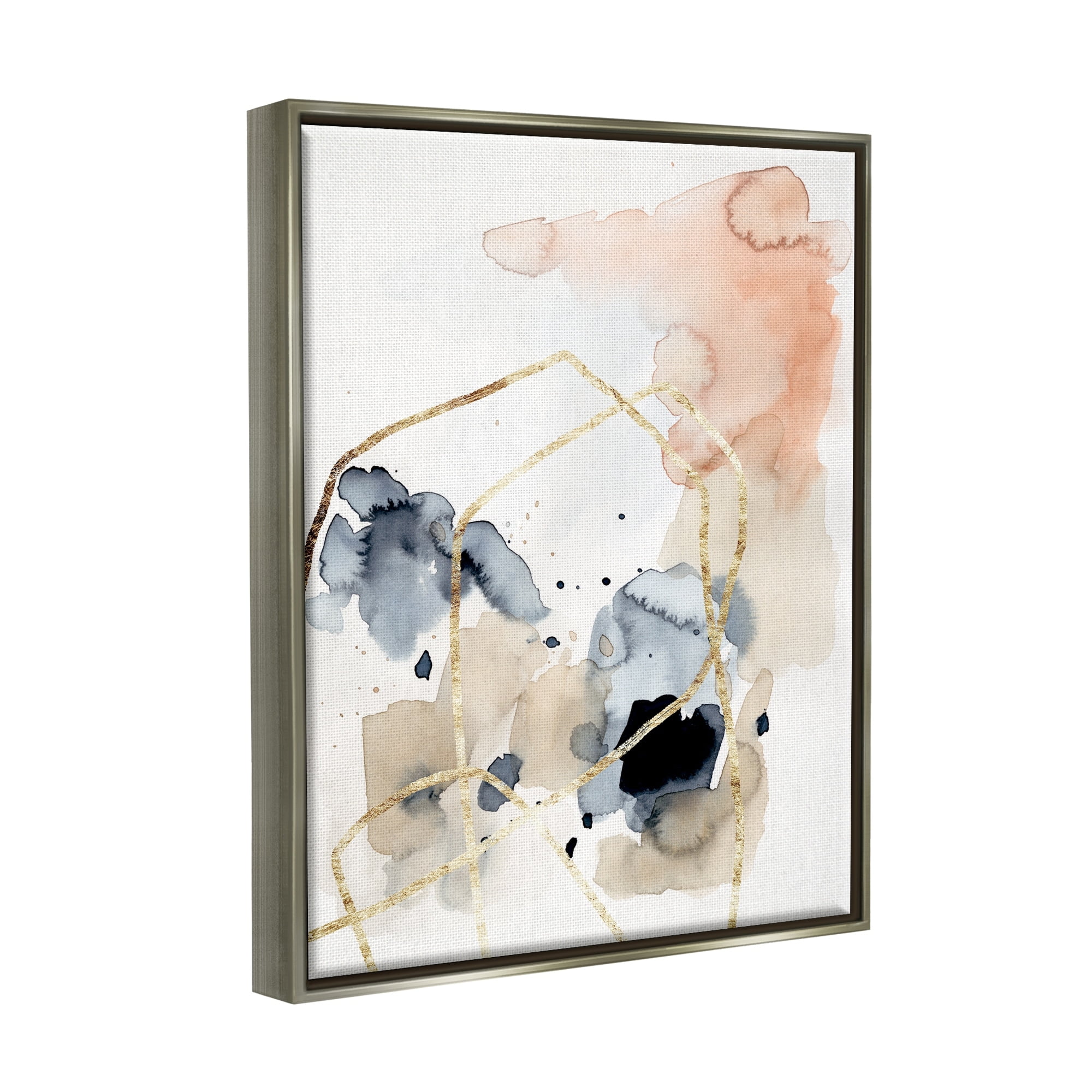 Stupell Industries Abstracted Musical Beats Boho Inspired Design Luster Gray Framed Floating Canvas Wall Art, 24x30, by Victoria Barnes
