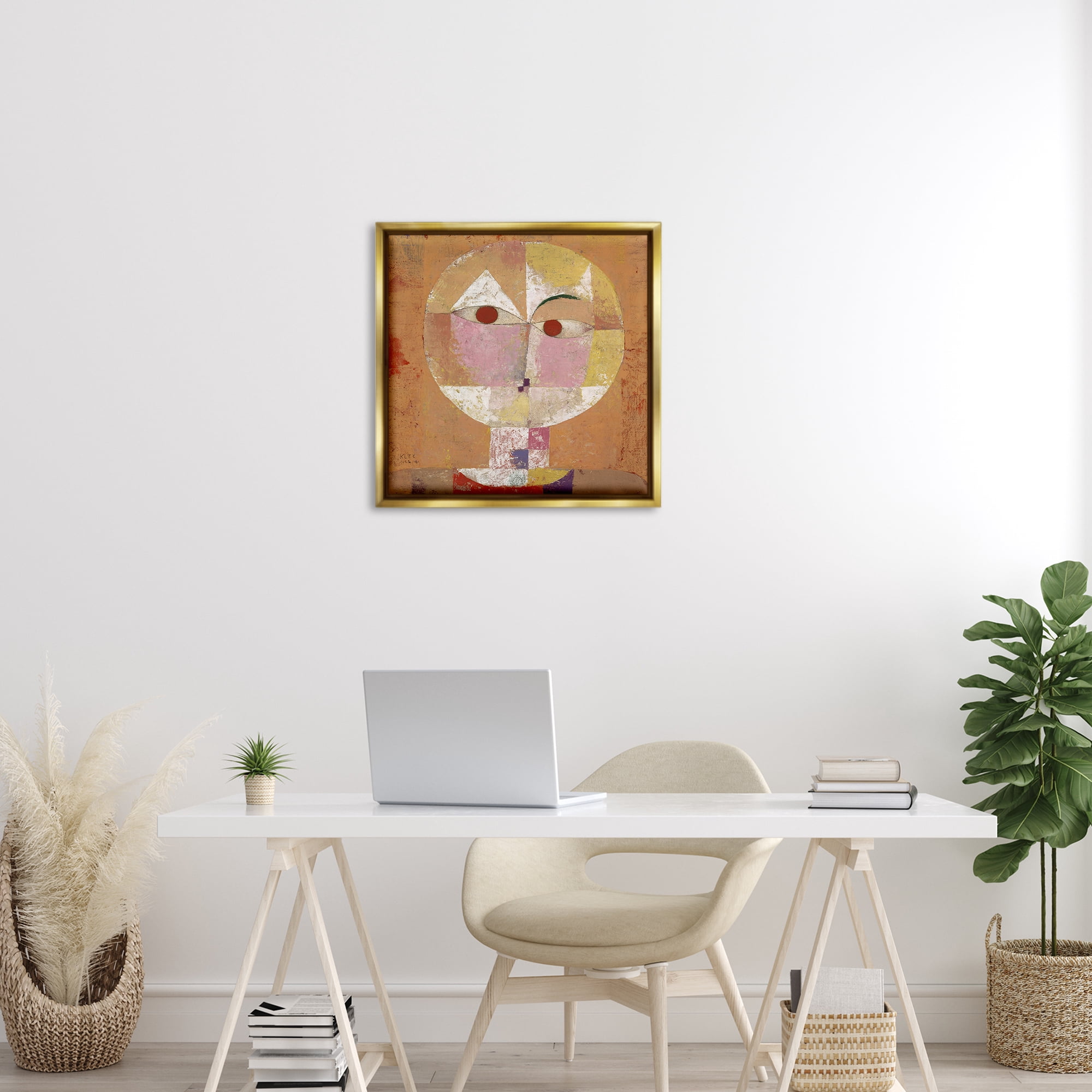 Stupell Industries Classic Senecio Paul Klee Abstract Painting Gold Floater Framed Canvas Art Print Wall Art, 25 x 25