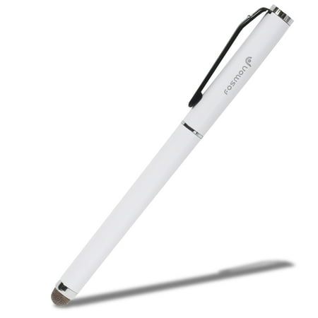 - 2-in-1 Capacitive Touch Screen Universal Fibermesh Stylus Ballpoint Pen - White