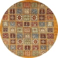 thumbnail image 1 of Ahgly Company Machine Washable Indoor Round Abstract Yellow Orange Area Rugs, 3' Round, 1 of 7