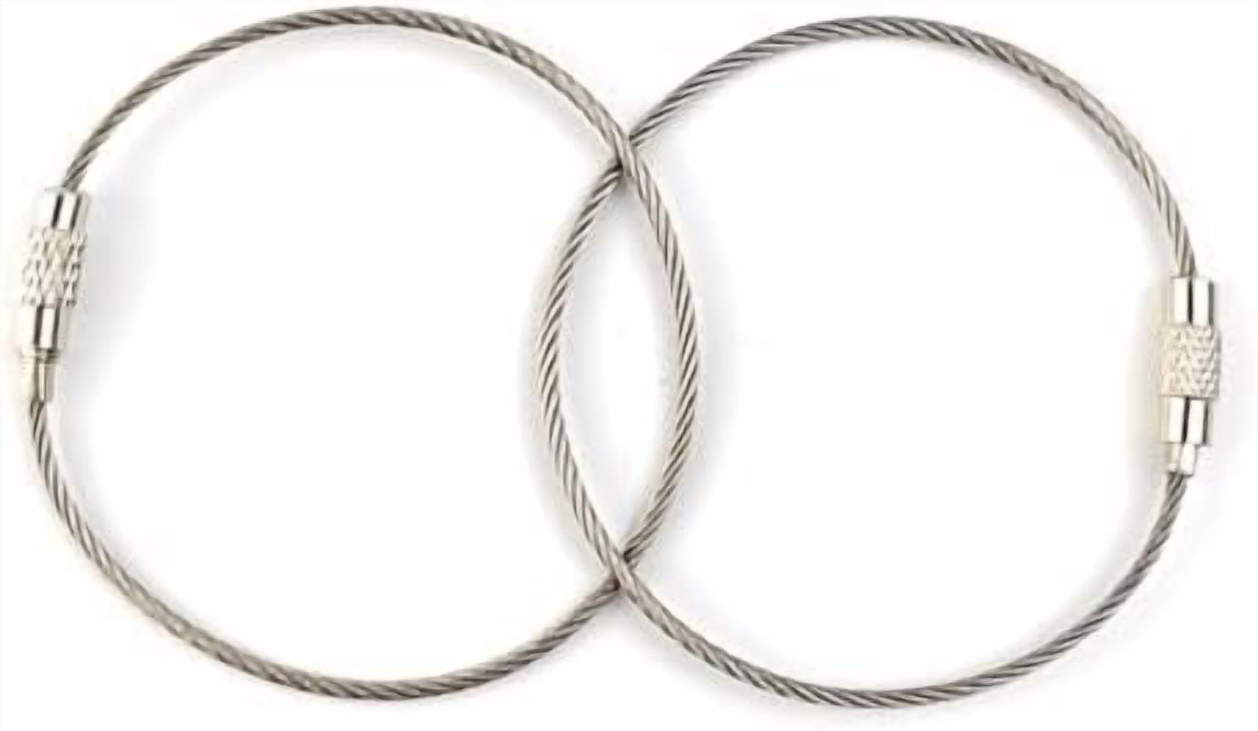 Jointown 50PCS Stainless Steel Wire Keychains Cable, Key Rings, Heavy Duty Luggage Tags Loops Tag Keepers 1.5mm Twist Barrel (Cable Length: 5.9 inches)