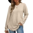 thumbnail image 4 of Womens Tops Crewneck Long Sleeve High Low Sweatshirt Polyester Curved Hem Side Split Solid Color Loose Fit Daily Home Work Outdoor Wear Xl Sweaters For Women, 4 of 4