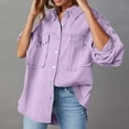 thumbnail image 6 of Elainilye Fashion Fall Coats for Women Jean Jacket Frayed Washed Button Denim Jacket With Pockets,Purple, 6 of 6