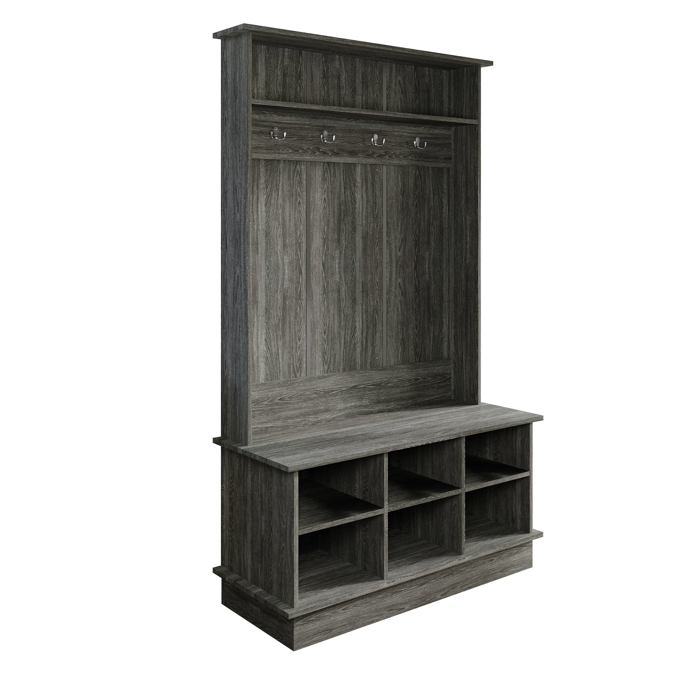 Castle Place Modern Dark Grey Storage Hall Tree