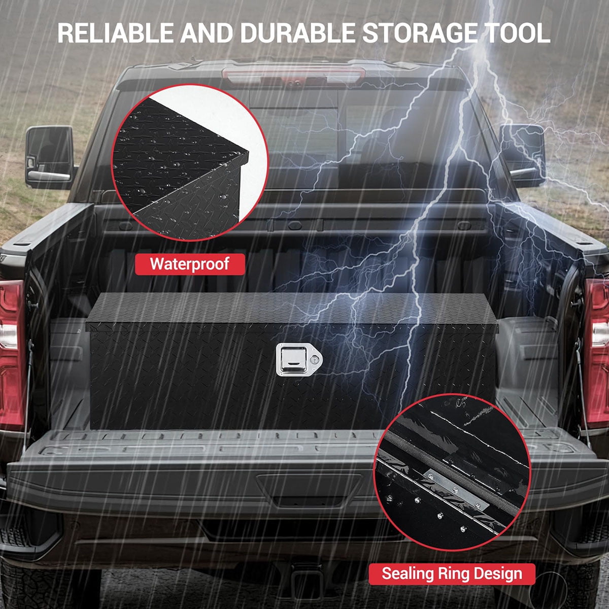 Danolapsi 30 Inch Aluminum Truck Tool Box, Truck Bed Storage Box With Security Lock And Wider Handles, Heavy Duty Waterproof Tool Box Organizer Chest For Pick Up Truck Rv Trailer