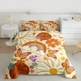 thumbnail image 2 of Homewish Lovely Daisy Flower Queen Comforter Set,Cartoon Floral Butterfly Bedding Sets,Beige Orange Bedding Comforter Set For Girl,Microfiber Bedroom Decor Reversible,3 Pieces, 2 of 8