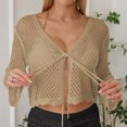 thumbnail image 4 of Qzwdhjm Crochet Cardigans for Women Hollow Out Cropped Swimsuits Coverups Long Sleeve Open Front Beach Cover Up Lighweight Trendy Beachwear Cardigan, 4 of 6