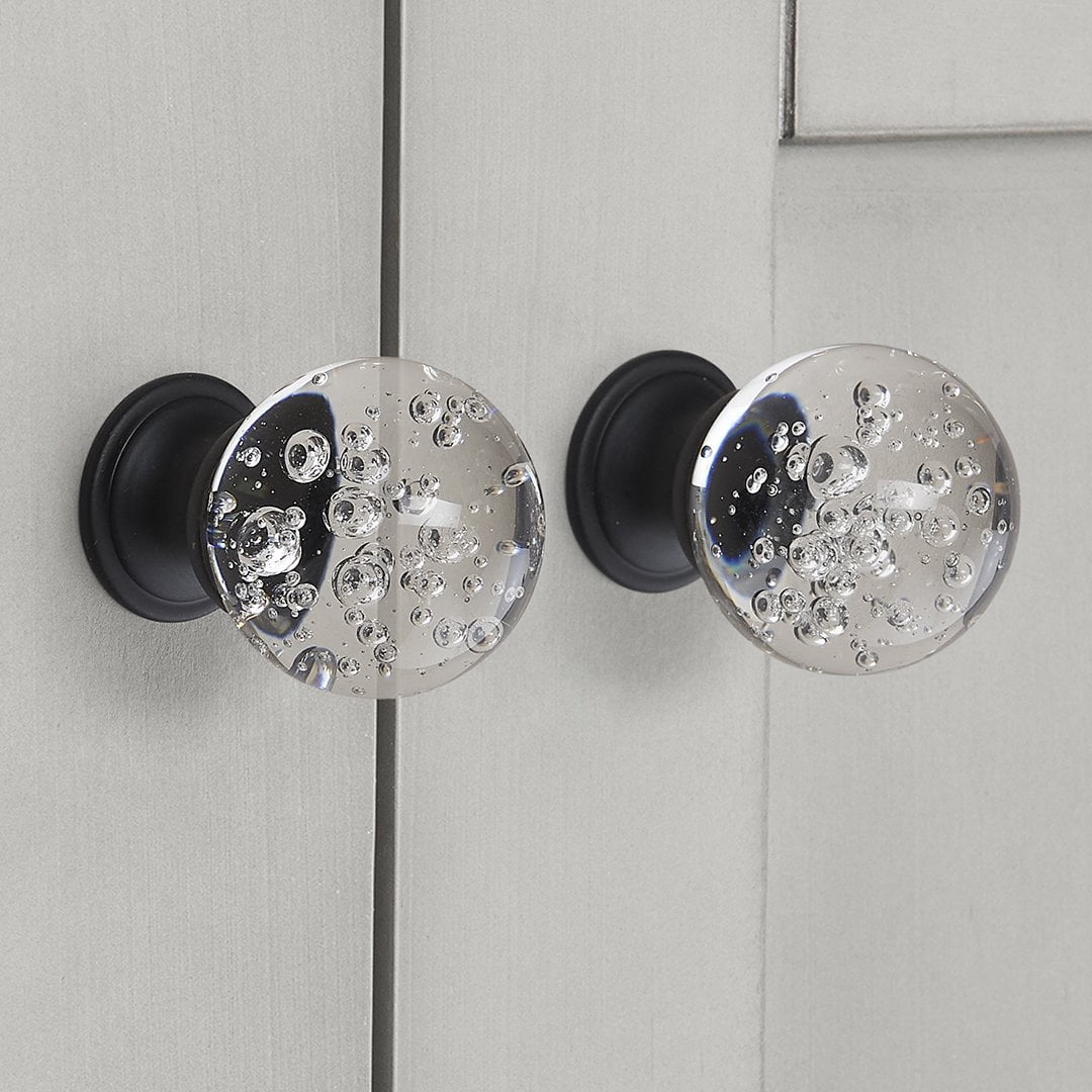 (2 pack) Better Homes & Gardens 1-3/16" (30mm) Clear Glass Bubble Knob, Oil Rubbed Bronze, 2 Pack