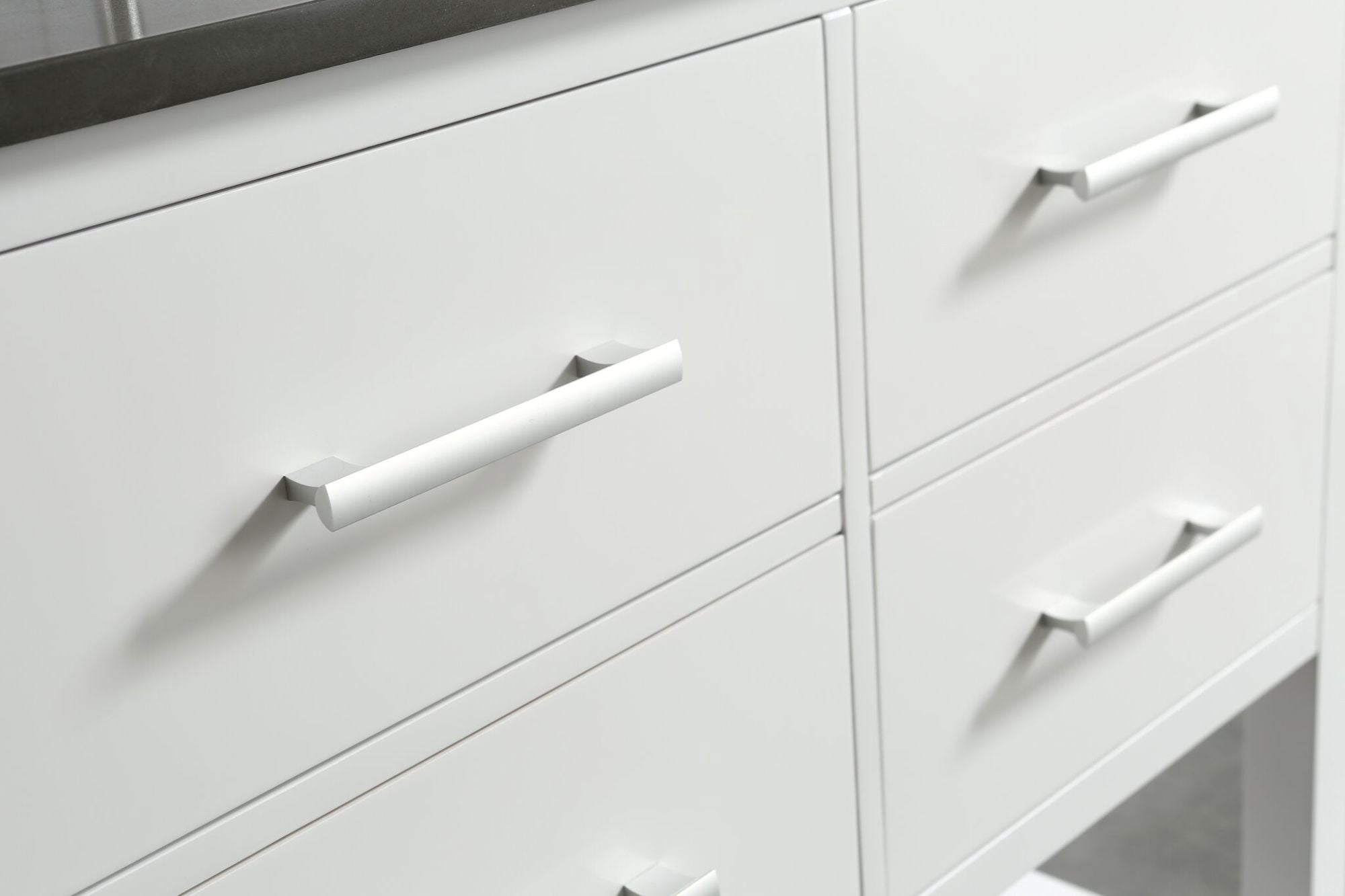 Design Element London 72" Double Sink Bathroom Vanity Set in White with Gray Quartz Top