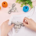 thumbnail image 3 of 2Pcs Handicrafted Crown Rhinestone Appliques 3.7x3.9x0.4inch Imitation Pearl Rhinestone Beading Appliques Antique White Sew On Patch Ornamnet Accessories for Shoe Bag Clothes White, 3 of 6