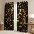thumbnail image 2 of Homewish Female Men Women Luxury Floral Rose Black Out Curtains,Vintage Chic Flowers Curtains Pack of 2 (42x63 Each),Black Golden Bedroom Curtains,Microfiber Bedroom Decor, 2 of 6