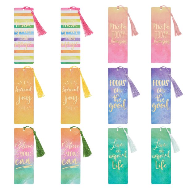 12 pack motivational bookmarks with tassel for kids girls women and men watercolor designs walmart com