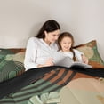 thumbnail image 4 of Castle Fairy Boho Tropical Leaf Full Size Comforter Sets 3 Pieces for Boys, Geometric Art Bedding Sets for Bedroom, Green Brown,Black Reversible, 4 of 6