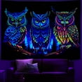 thumbnail image 4 of Blacklight Owl Tapestry for Bedroom Aesthetic, Trippy Animal Forest Tree Tapestry UV Reactive Cool Black Light Tapestry Glow in the Dark Tapestries Wall Hanging Men Decor 90" X 70", 4 of 6