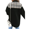 thumbnail image 5 of HUBERY Women Lapel Collar Plaid Spliced Long Sleeve Snap Button Pocket Jacket, 5 of 5