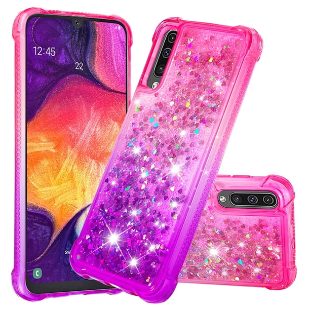 Funda para Samsung Galaxy A50/A30S/A50S Transparente con Brillos Carcasa Protectora Antigolpes con Glitter Brillante