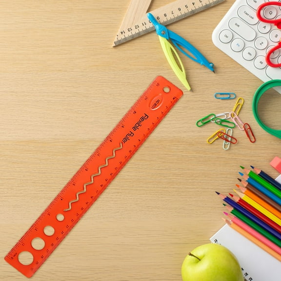 COM1950s Flexible Bendable Ruler,12 Inch Shatterproof Soft Ruler with Dual Scales,Ideal for Measuring on Irregular Surfaces,Set of Four for Office Home and Craft Use