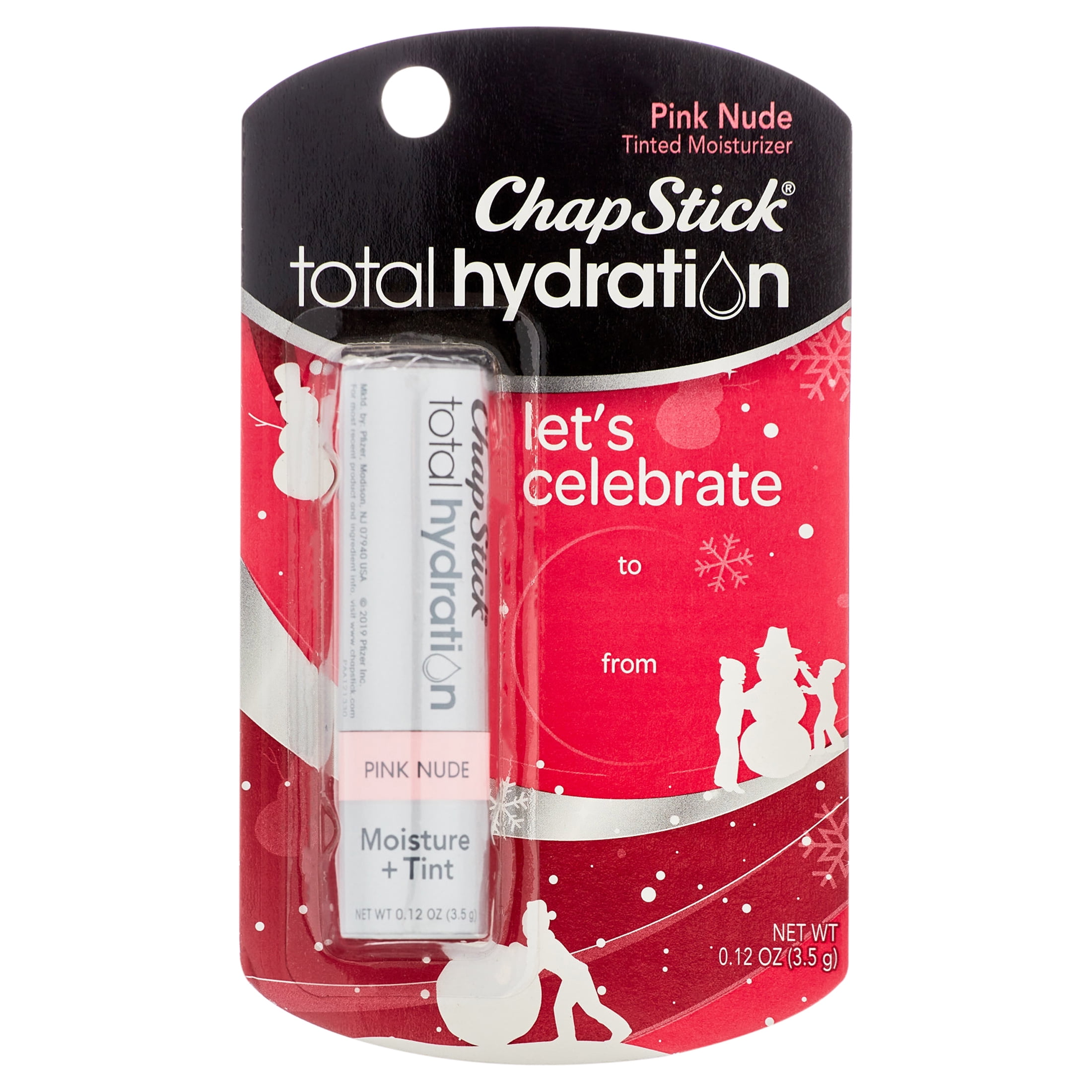 (3 pack) ChapStick Total Hydration Moisture + Tint Pink Nude Tinted Lip Balm, Tinted Moisturizer for Lips - 0.12 oz