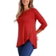 thumbnail image 4 of INSPIRAR CHIC Blusas de Mujer Cuello Redondo Manga 3/4 Decoración de Botones Dobladillo Irregular Estilo Casual XS Rojo, 4 of 6