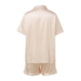 thumbnail image 5 of vigerkar Womens Silk Pajamas Set Button Down 2 Piece Satin Pjs Shorts Set Ruffle Notch Collar Sleepwear White, XL, 5 of 6