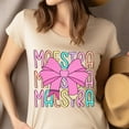 thumbnail image 4 of Maestra T-Shirt for Women, Cute Rainbow Pencil Teacher Tee with Pink Bow, Light Blue, Size 4XL, 4 of 6
