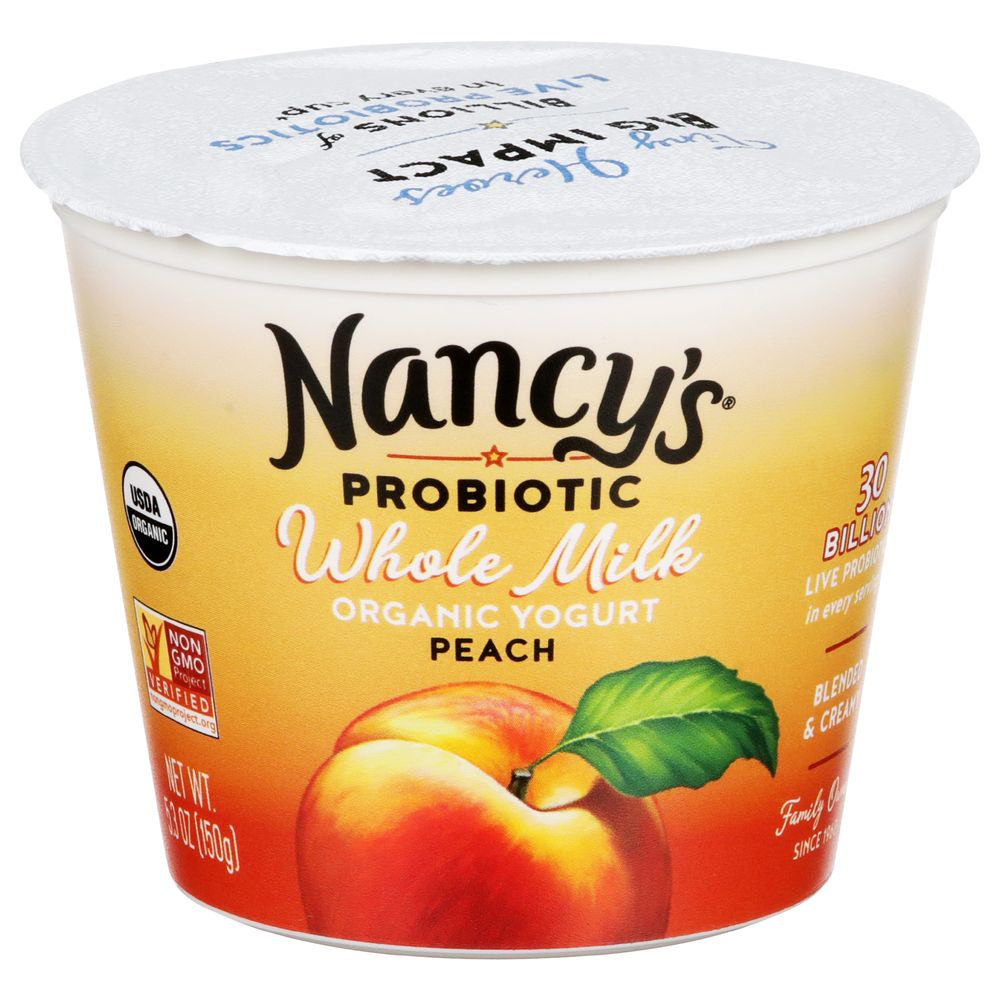Nancys Organic Peach Probiotic Whole Milk Yogurt, 5.3 Ounce 6 per