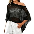 thumbnail image 3 of Breezora Womens Poncho Lightweight Knit Crochet Mesh Cover Up Summer Beachwear Swimwear Wrap for Vacation, 3 of 7