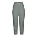thumbnail image 4 of Jxximdong Leggings for Women Plain Pleated Design Fashionable And Calf Elastic Women's Cropped Pants Leggings Bodybuilding Pants Gray M Yoga Pants, 4 of 7