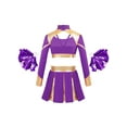 thumbnail image 2 of TiaoBug Kids Girls Cheerleading Outfits Cheer Print Crop Top with Pleated Skirt Purple 8, 2 of 5