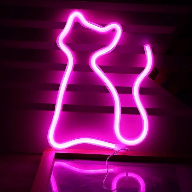 LED Neon Sign Art Decorative Lights Table Decoration Neon Lamp with Base for Kids Boy and Girl Bedroom Unique Gift for Any Occasion (Cat with Base)