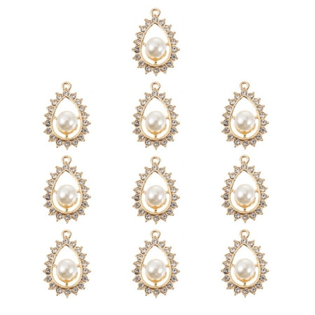 

Pearl and Diamond Pendant 10 Pcs Earrings Making Charm Ornament DIY Pendants Alloy