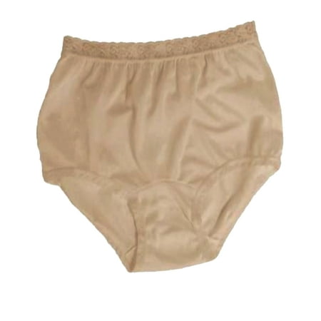 

Women s Underwear Lace Trim Nylon Briefs Full Cut Carole Panties 3-Pack