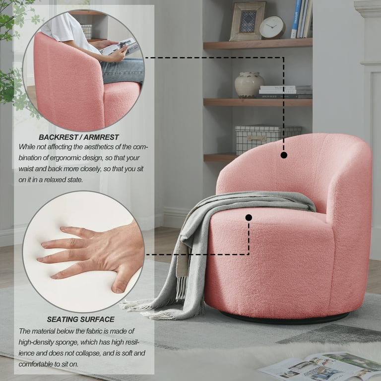 Miniyam Swivel Barrel Chair with Storage Ottoman Upholstered