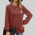 thumbnail image 7 of Long Sleeve Shirts for Women Cotton Crewneck Casual T-Shirts Soft Basic Tee Long Sleeve Tops Red M, 7 of 7