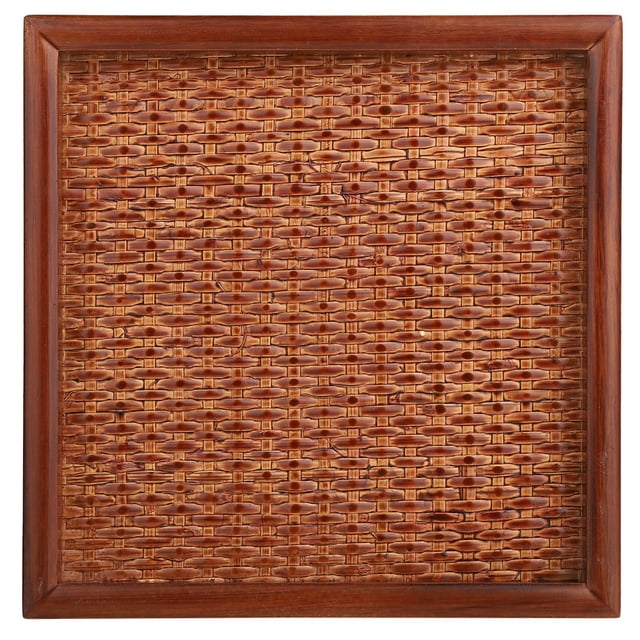 Bandeja cuadrada de ratán para servir frutas y más, elegante plato decorativo para el hogar de 18 x 18 x 2 cm