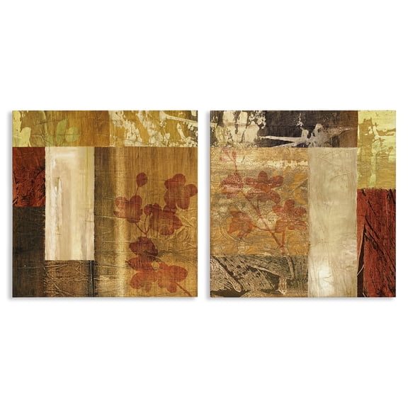 Stupell Industries Eclectic Abstract Tapestry Style Patterns Collage 2pc Canvas Art Set, 24 x 24 each, by Martine Reynaud
