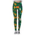 thumbnail image 4 of Women's Leggings Thanksgiving Turkey Maple Leaf Print 4-Way Stretch Casual Running Workout Leggings, 4 of 5