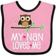 thumbnail image 3 of Inktastic My Nan Loves Me Owl Girls Baby Bib, 3 of 4