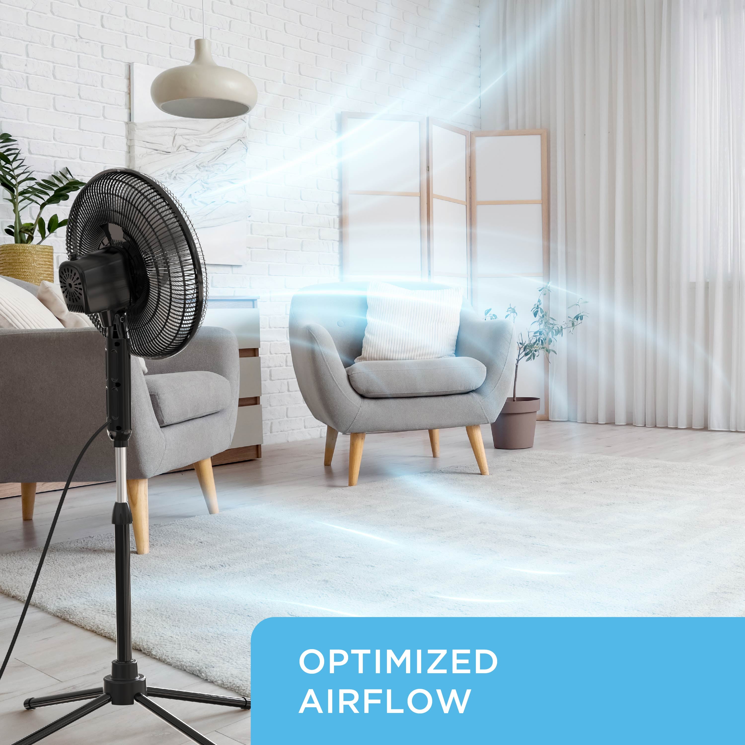 Airtek Oscillating Fan, Adjustable-Height Pedestal Fan with Wide Area Oscillation, 16”