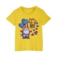 thumbnail image 2 of Lilgiuy Little Girls Boys 4th of July T Shirts Cute Gnome Heart Tees Kids Independence Day Patriotic Short Sleeve Tops Gifts for Your Children(Yellow,3-4 Years), 2 of 5