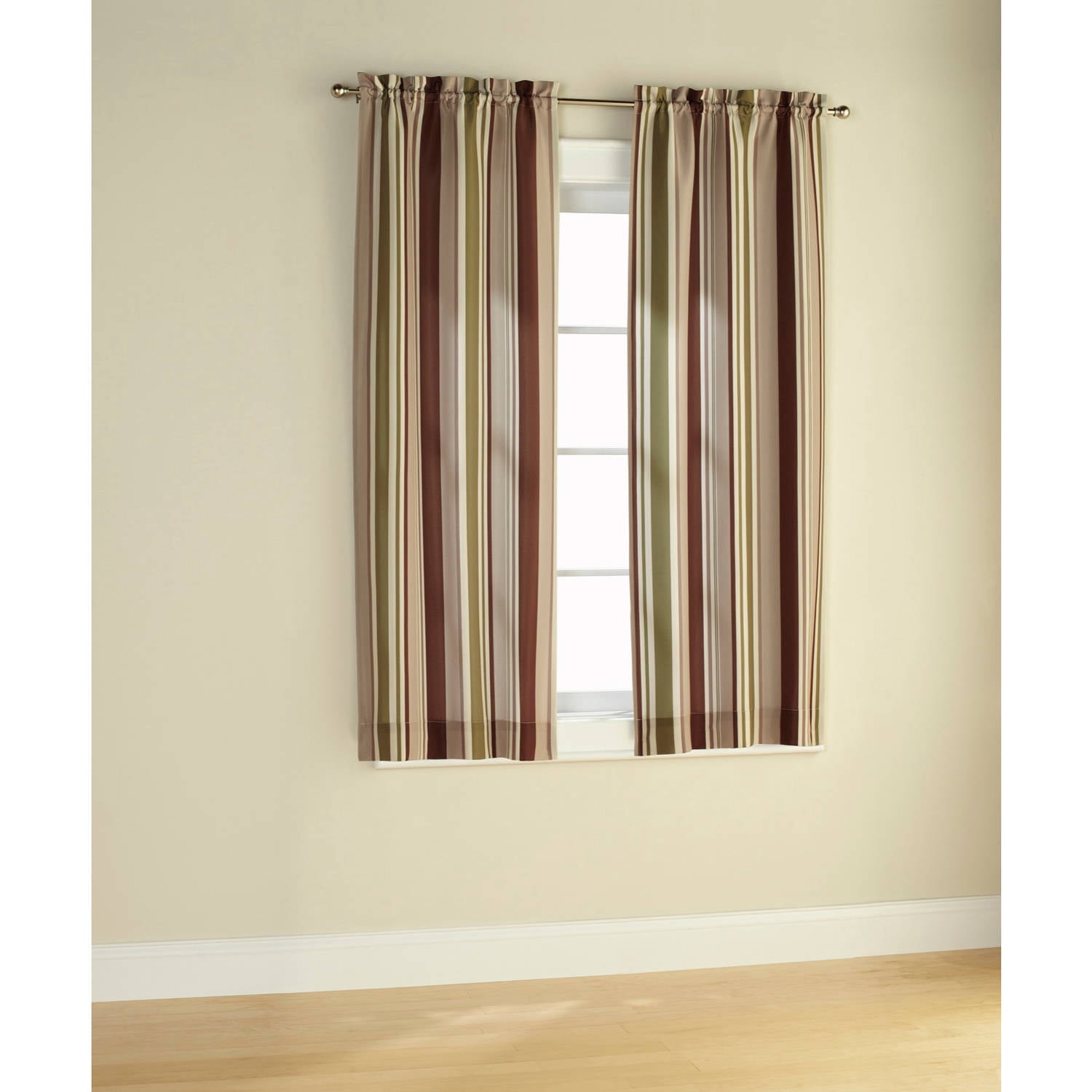 Mainstays Poly Duck Stripe Curtain Panel Set Of 2 Walmart Com