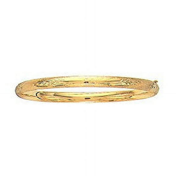 JewelStop 10K Yellow Gold Shiny High Dome Flex Florentine Bangle - 7 Inches, 4.2gr.
