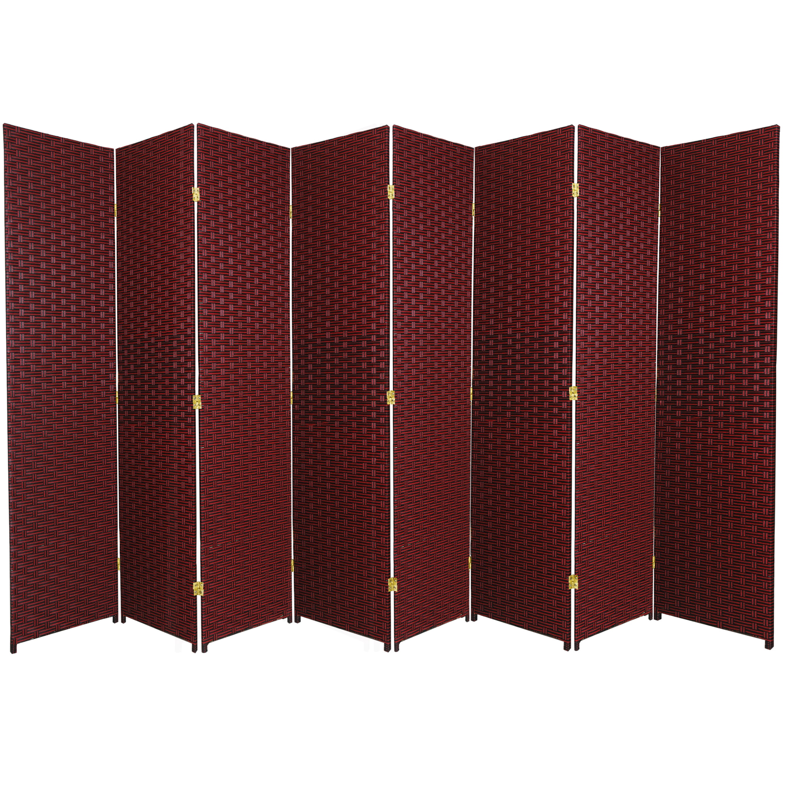 Oriental Furniture 6 ft. Tall Woven Fiber Room Divider 8 Panel Red