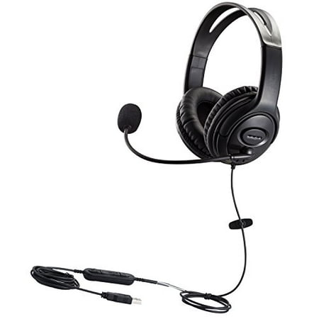 USB Headset with Microphone Dual Ear Computer Headphone with Speech Recognition Volume Control for Skype Chat Call Center