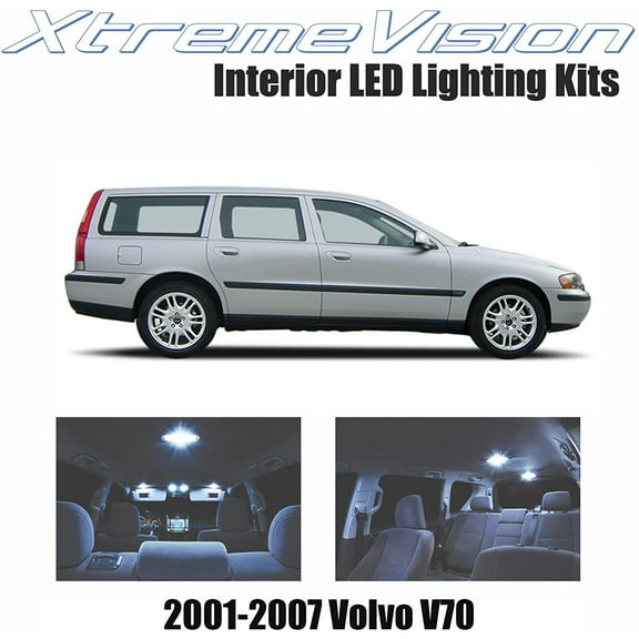 XtremeVision Interior LED for Volvo V70 2001-2007 14 Pieces Cool White Interior LED Kit   Installation Tool