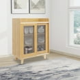 thumbnail image 5 of 3-Tier Wood Grain Storage Cabinet - 27.6" Modern Kitchen Organizer with Acrylic Sliding Doors, Log Color, 5 of 14
