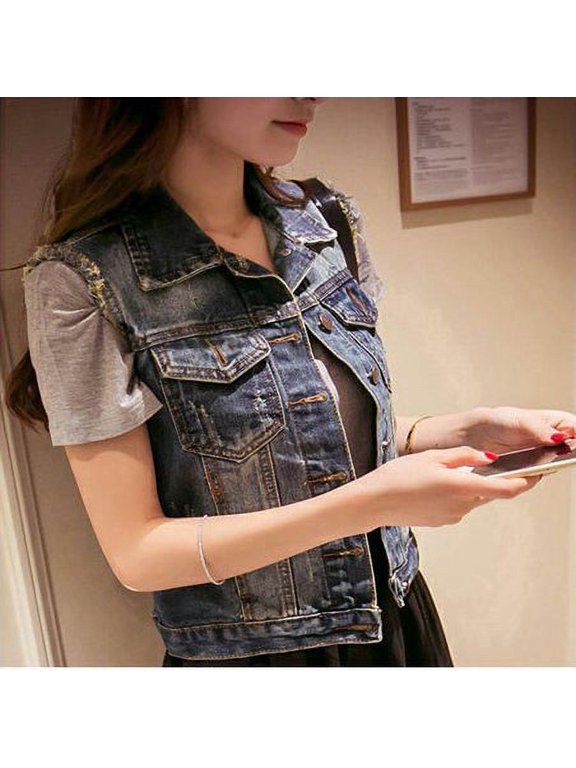 Womens Denim Vest - M - Blue