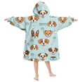 thumbnail image 2 of Beagle and Bone Blue Pattern Lamb Fleece Blanket Hoodies for Teens ,Teens Oversize Sherpa Wearable Hooded Blanket Sweatshirt with Super Pockets, 2 of 6